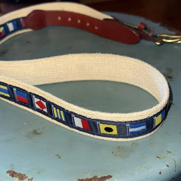 Leather Man Ltd. Essex, Conn nautical flag men belt measure 40 inches - Picture 4 of 5